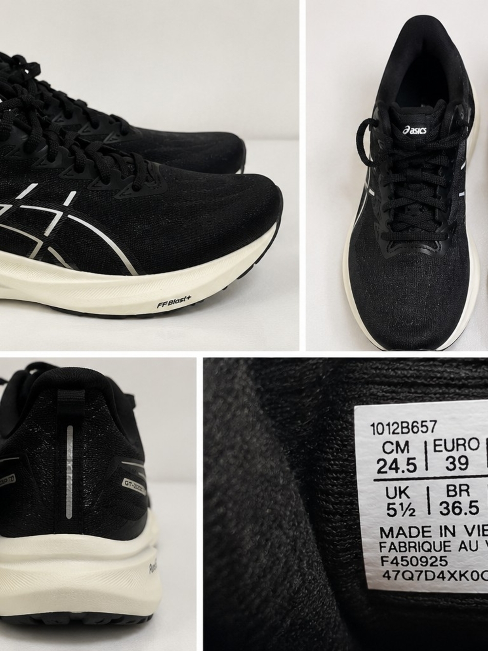 ASICS Black and White Running Shoes